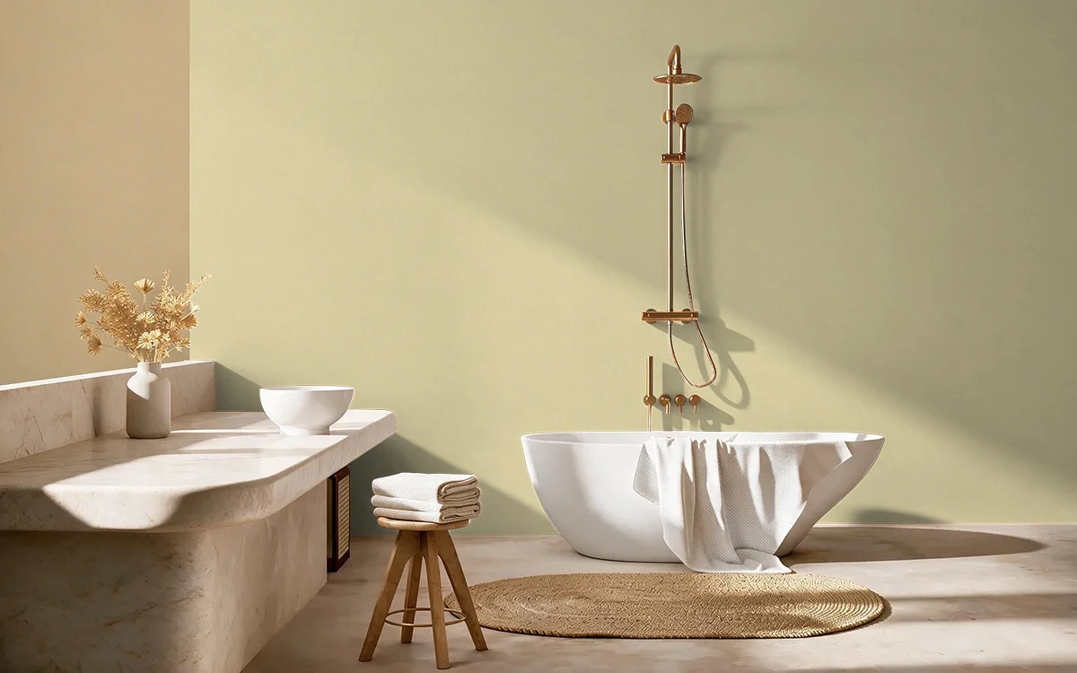 Nippon Paint's NUTMEATS color on different wall surfaces.