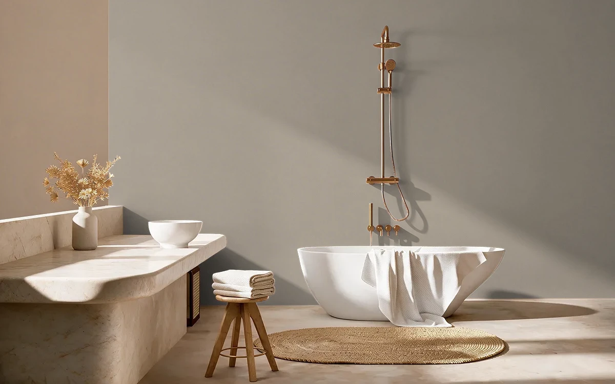 Nippon Paint's NUTMEG BOWL color on different wall surfaces.