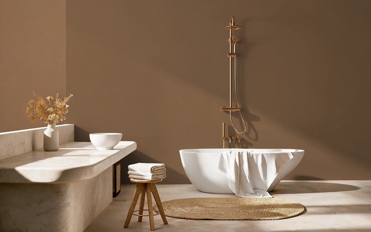 Nippon Paint's NUTTY CREAM color on different wall surfaces.