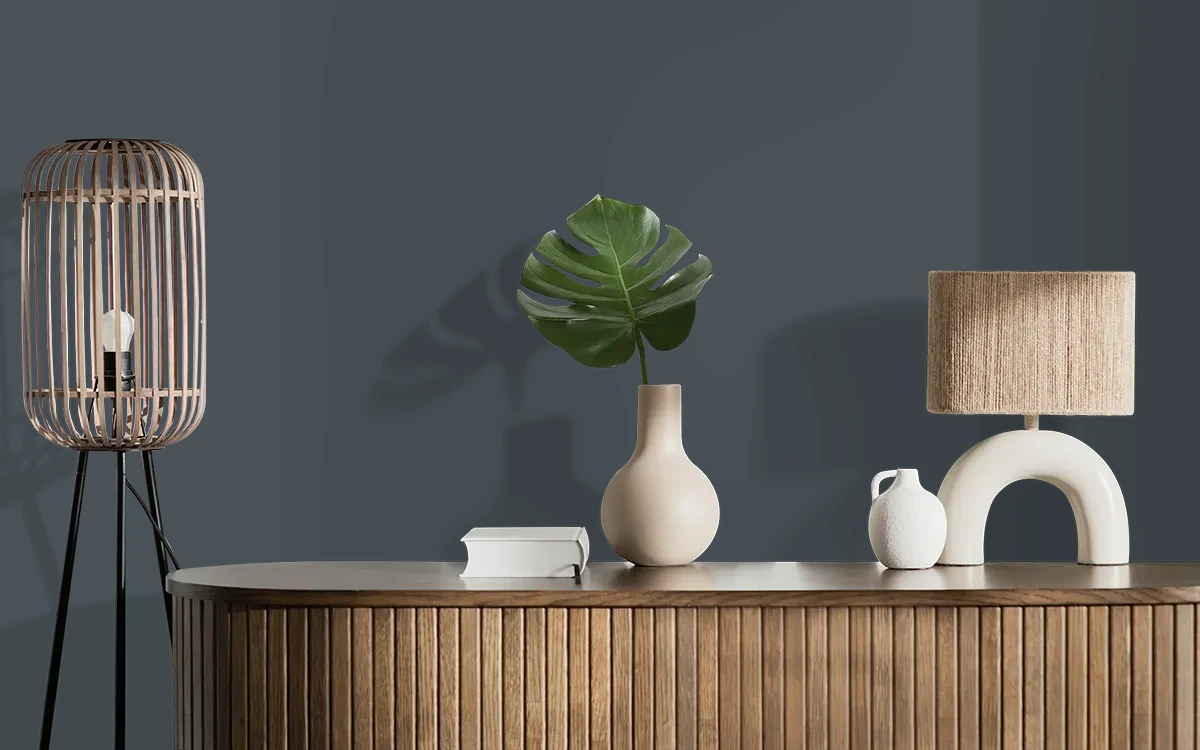 Nippon Paint's OBSURITY color on different wall surfaces.