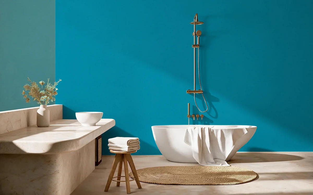 Nippon Paint's OCEANIA color on different wall surfaces.