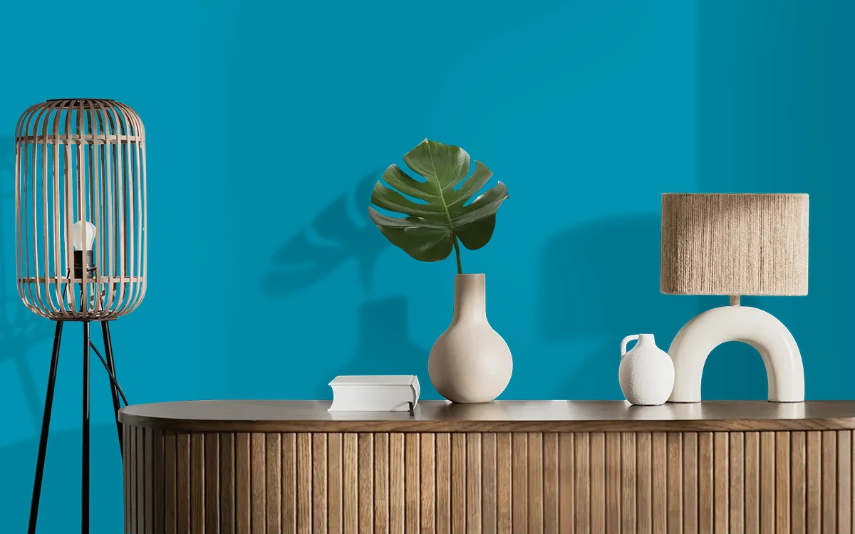 Nippon Paint's OCEANIA color on different wall surfaces.