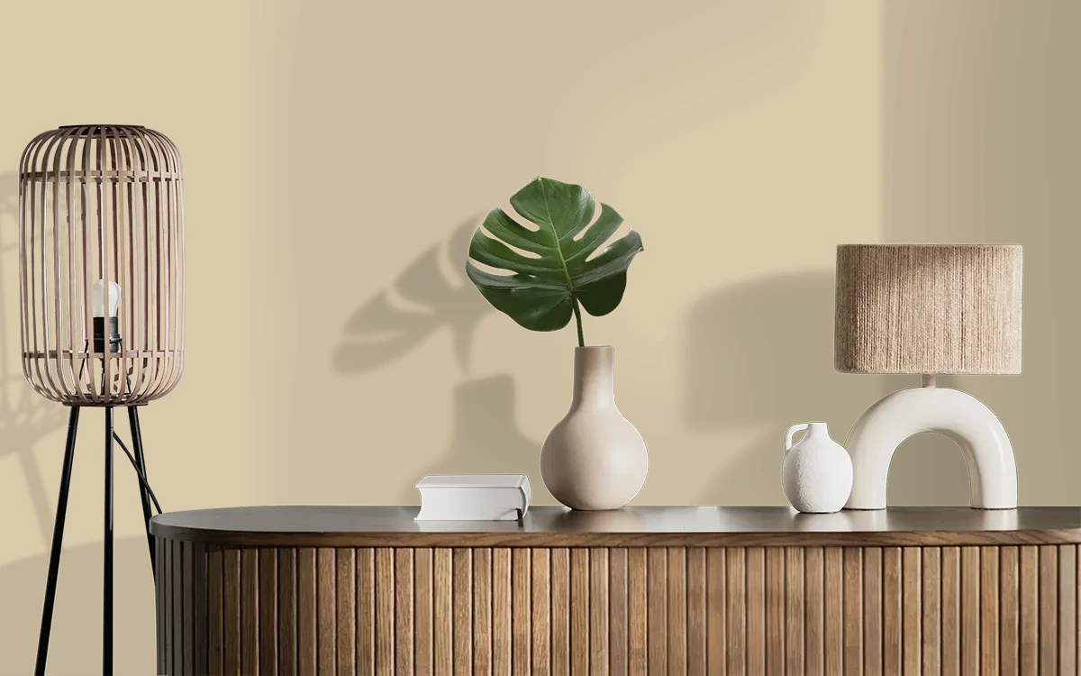 Nippon Paint's OLD BARN color on different wall surfaces.
