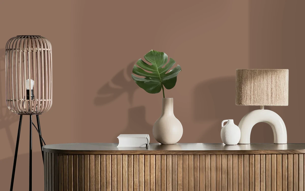 Nippon Paint's OLD SOUVENIR color on different wall surfaces.