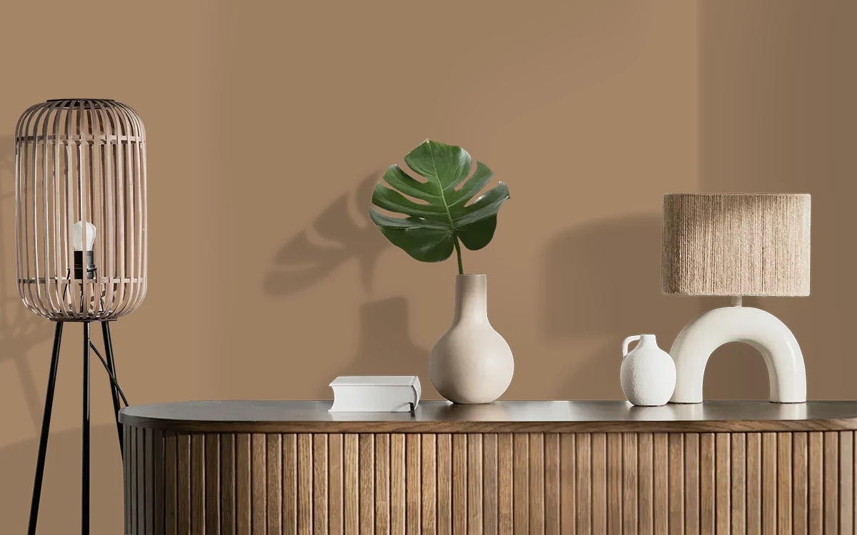 Nippon Paint's OLD STAIRCASE color on different wall surfaces.