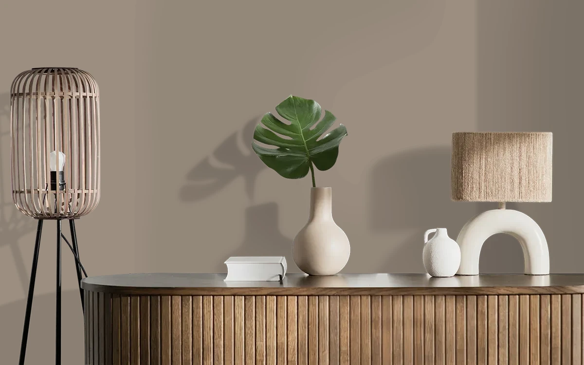 Nippon Paint's OLD STUCCO color on different wall surfaces.