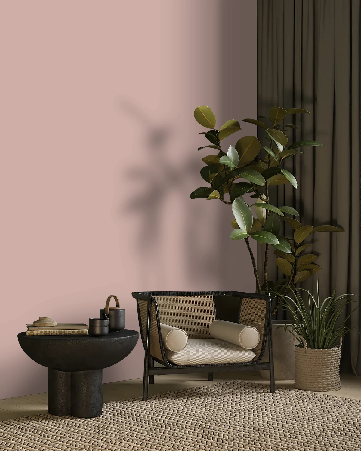 Nippon Paint's OLDE ROSE color on a beautifully decorated wall.