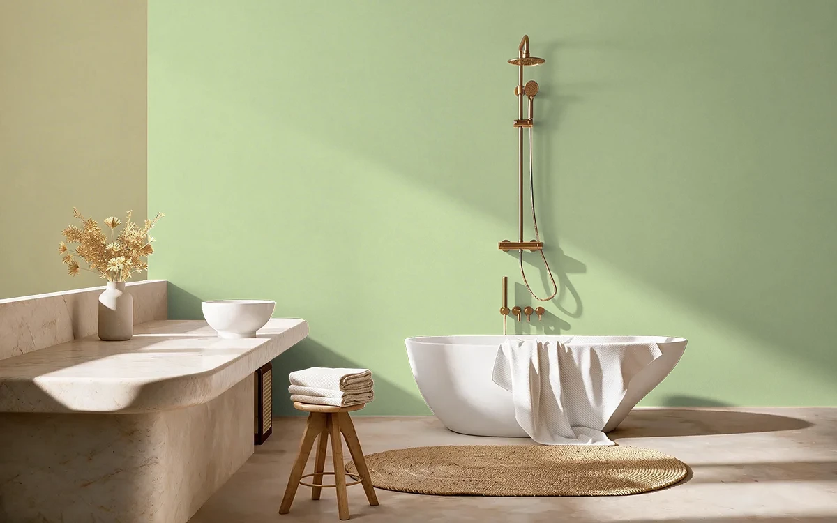 Nippon Paint's OLLIE'S BRANCH color on different wall surfaces.
