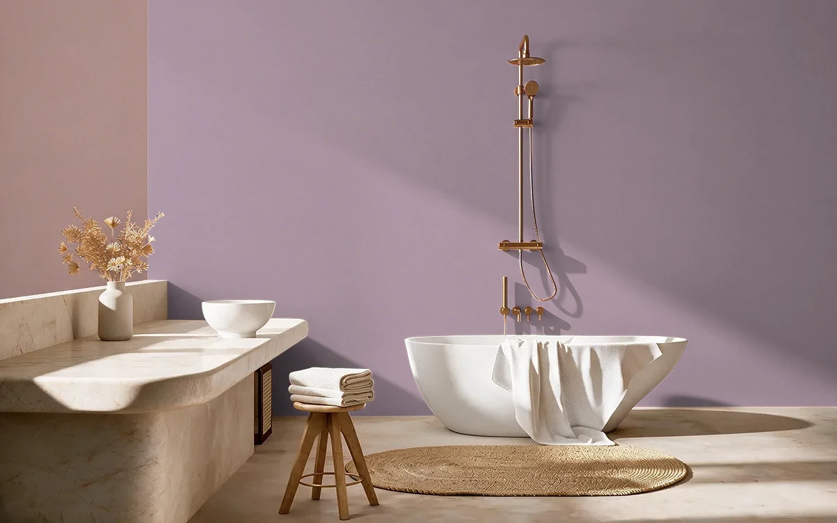 Nippon Paint's OPHELIA'S SONG color on different wall surfaces.