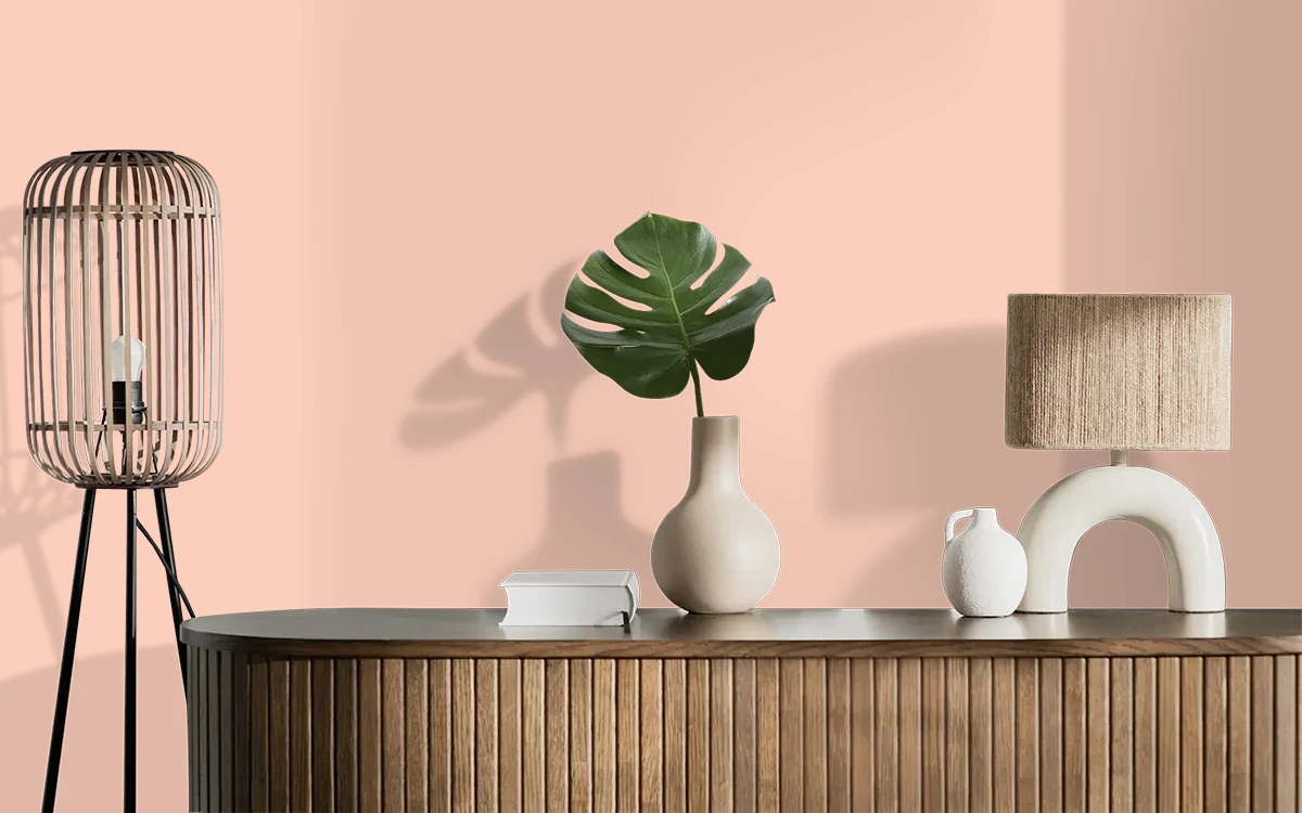 Nippon Paint's ORANGE MAGIX color on different wall surfaces.