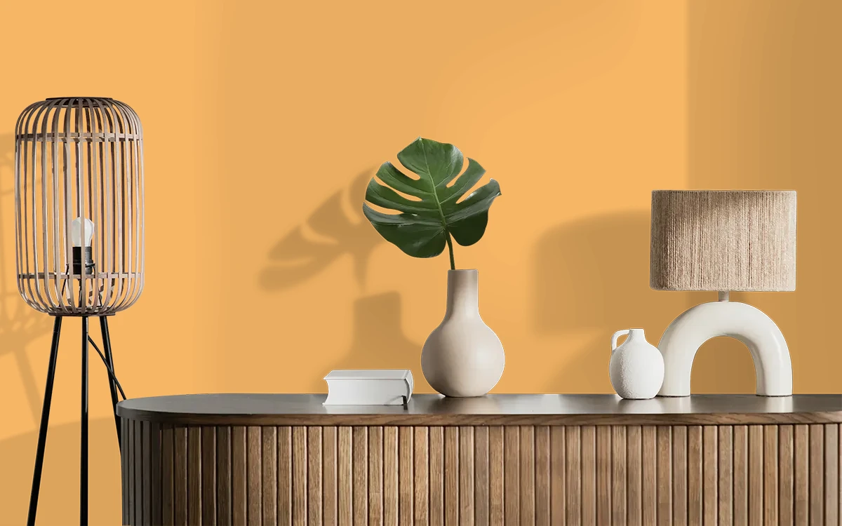 Nippon Paint's ORANGELICIOUS color on different wall surfaces.