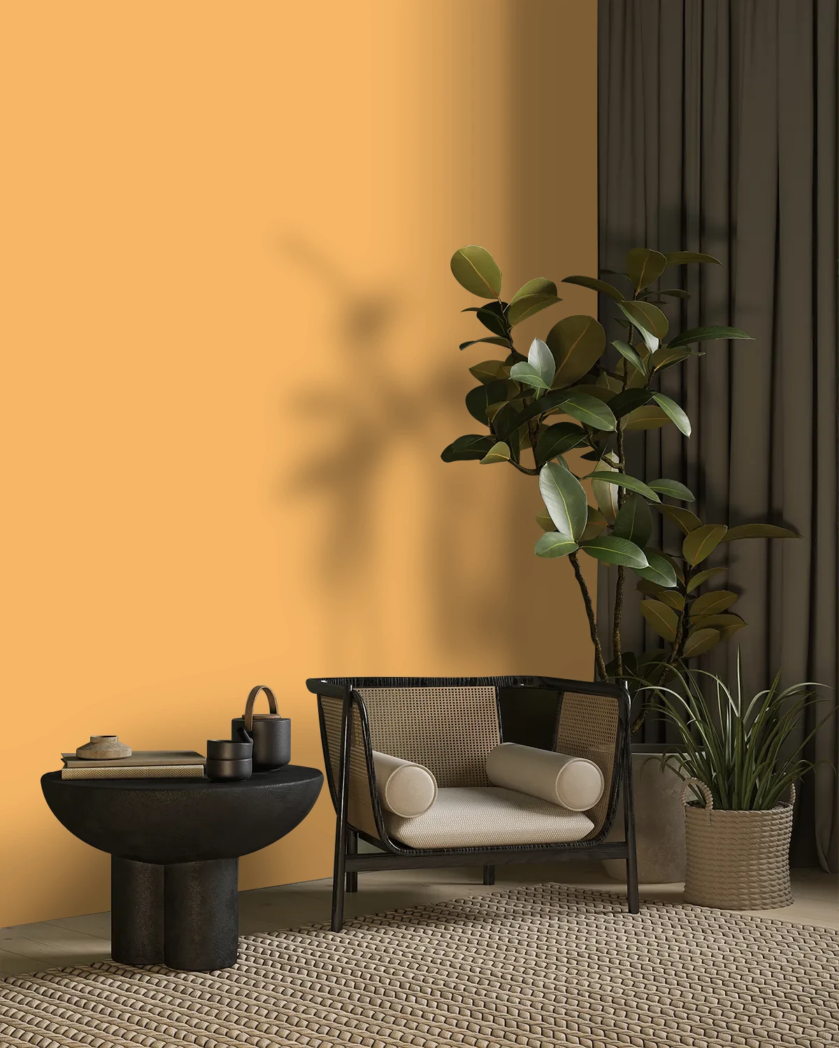 Nippon Paint's ORANGELICIOUS color on a beautifully decorated wall.