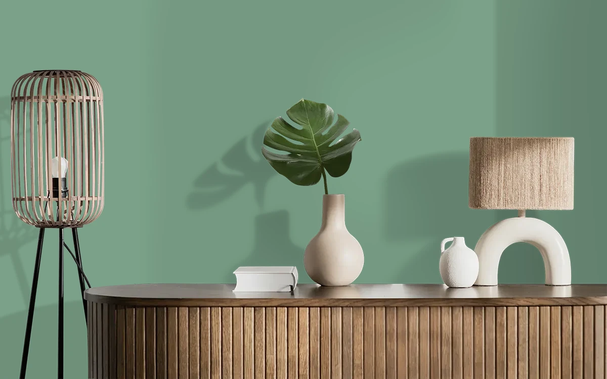 Nippon Paint's ORCHARD BOULEVARD color on different wall surfaces.
