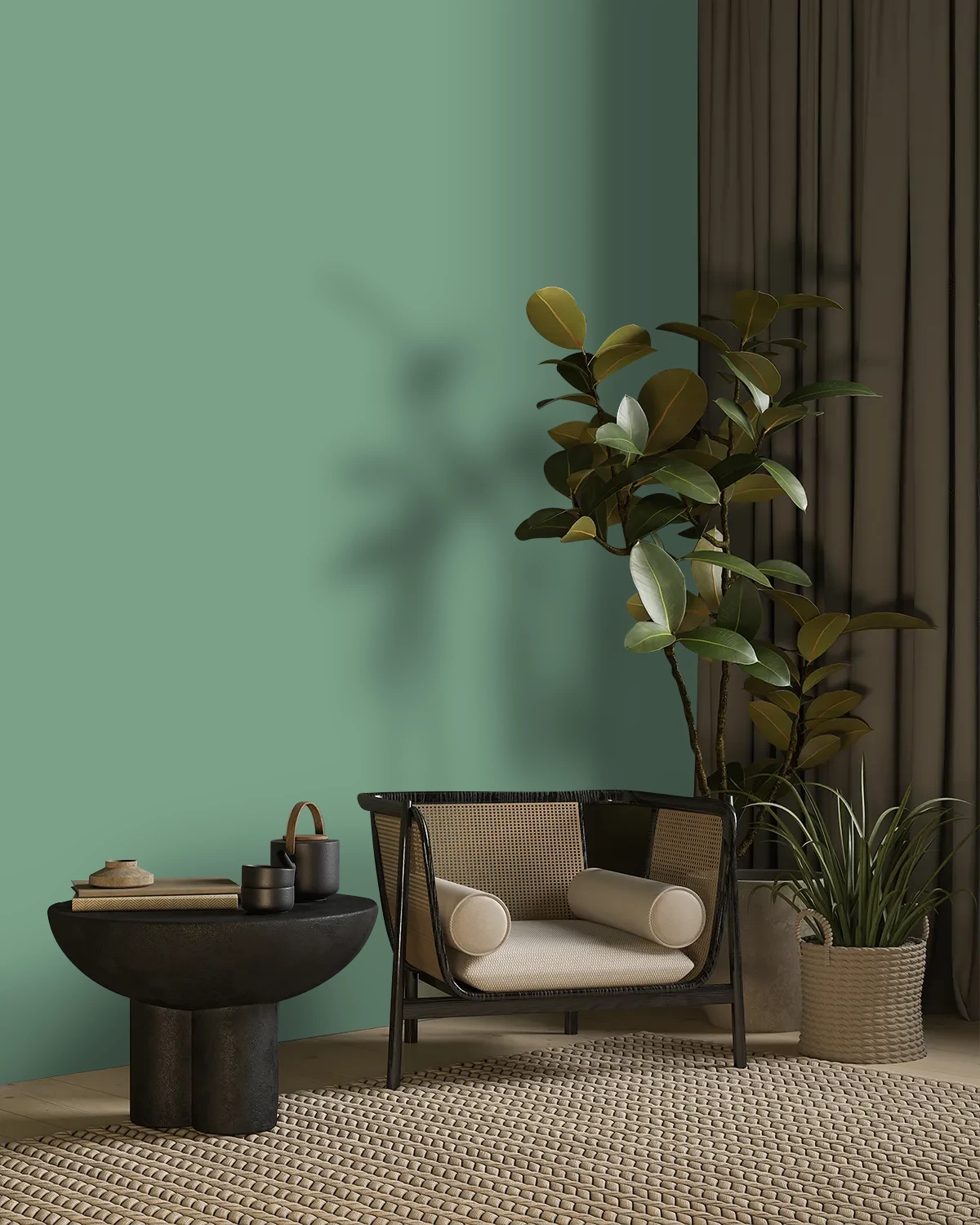 Nippon Paint's ORCHARD BOULEVARD color on a beautifully decorated wall.