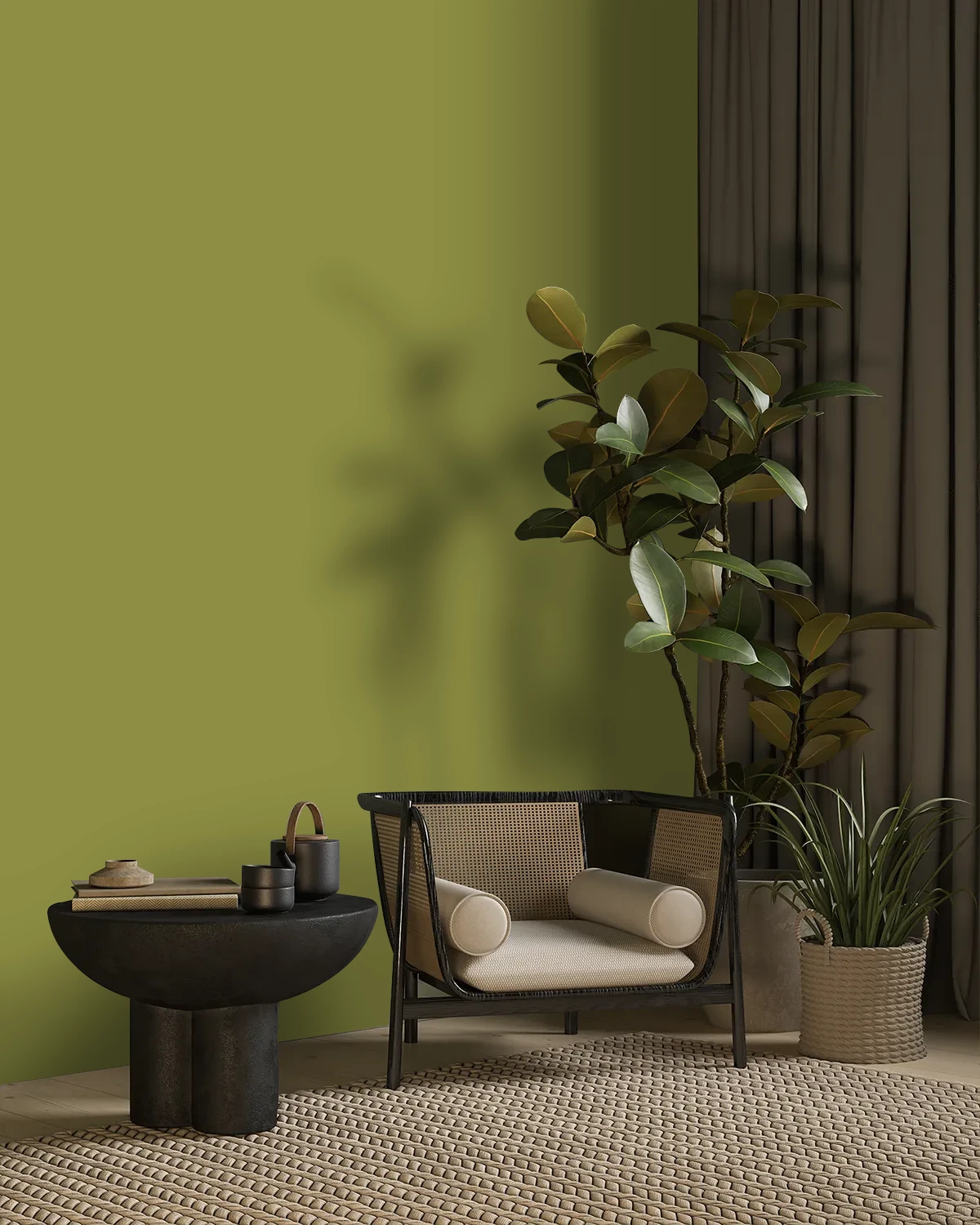 Nippon Paint's OREGANO LEAVES color on a beautifully decorated wall.