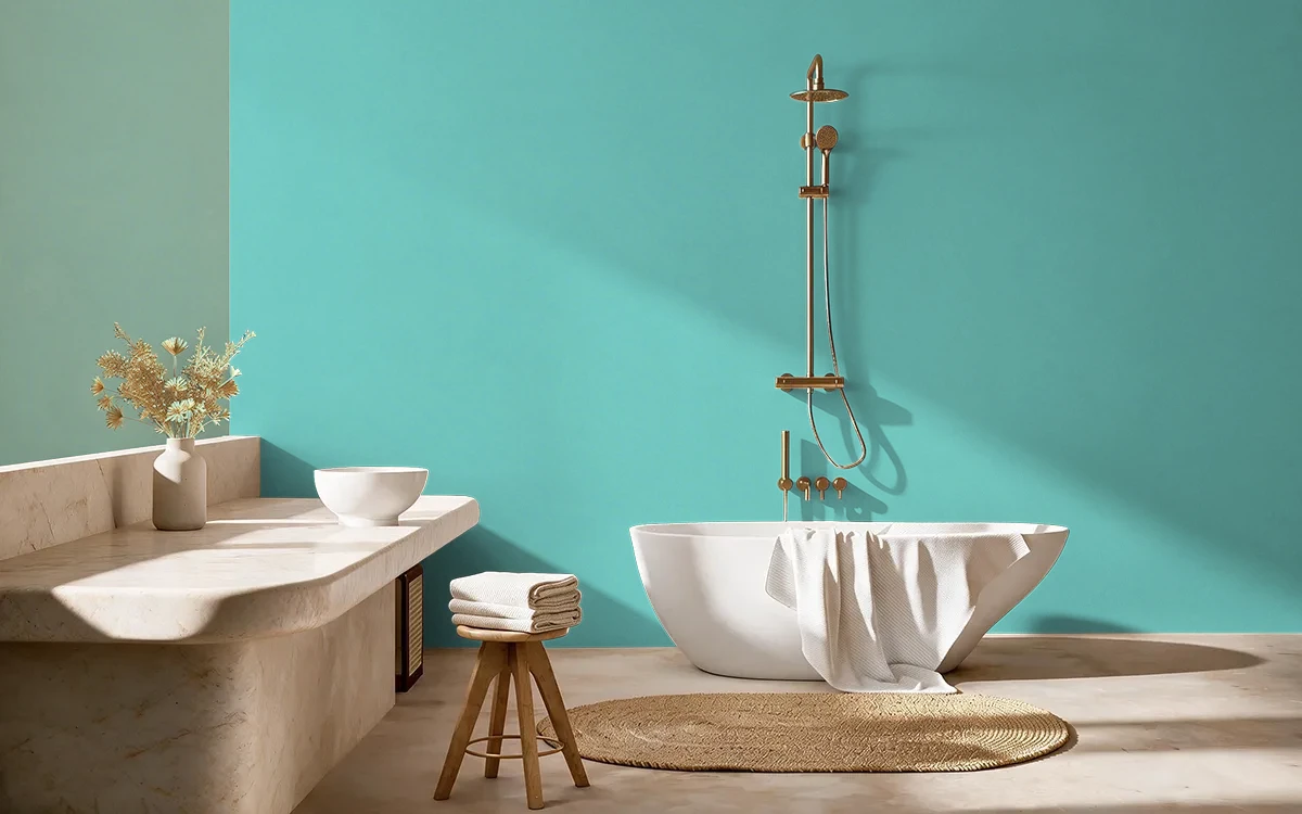 Nippon Paint's OUTDOORS FUN color on different wall surfaces.