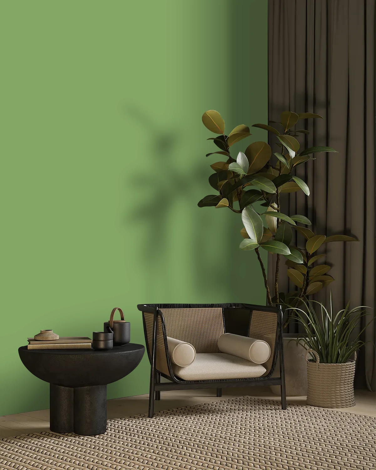 Nippon Paint's PAINTER'S LEAF color on a beautifully decorated wall.