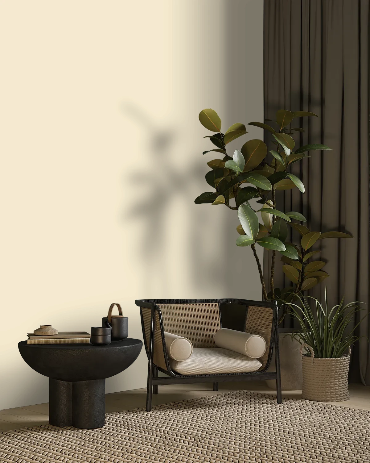 Nippon Paint's PALE IVORY color on a beautifully decorated wall.