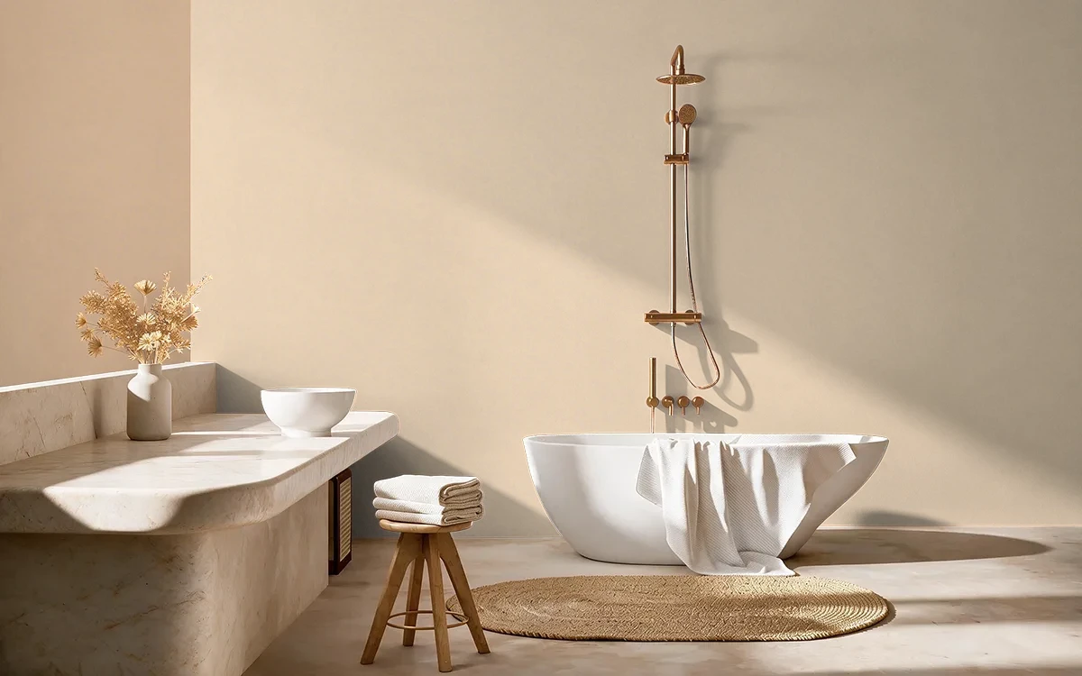 Nippon Paint's PALE MANDARIN color on different wall surfaces.