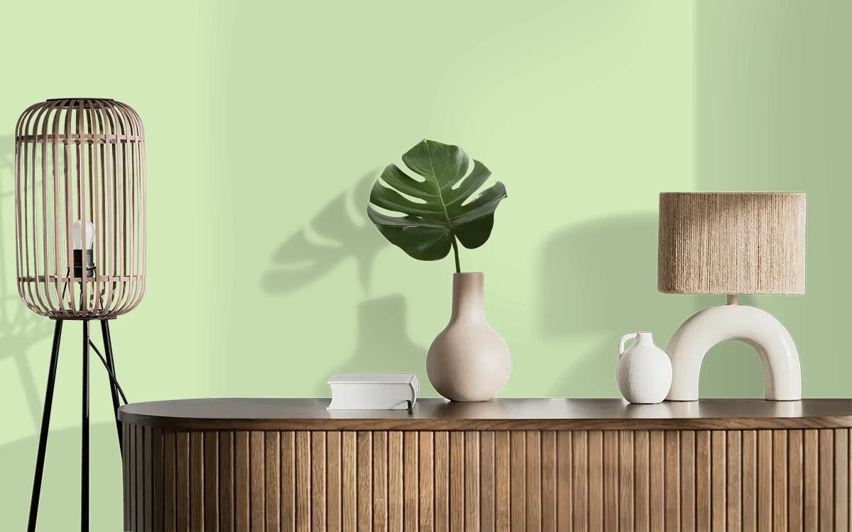 Nippon Paint's PALE PARSNIP color on different wall surfaces.