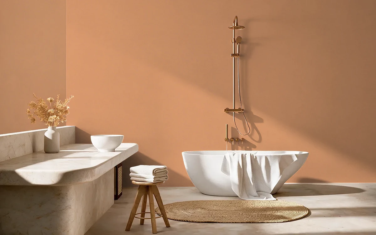 Nippon Paint's PAPRIKA SPRINKLE color on different wall surfaces.