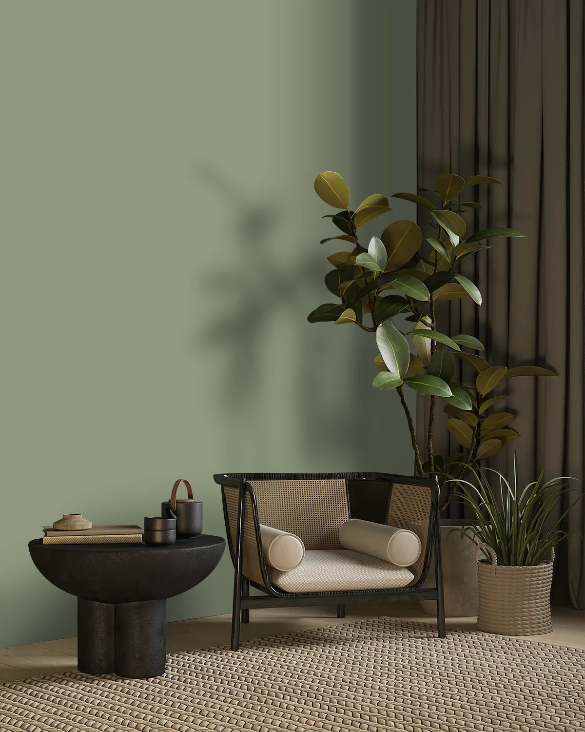 Nippon Paint's PARROT GREEN color on a beautifully decorated wall.