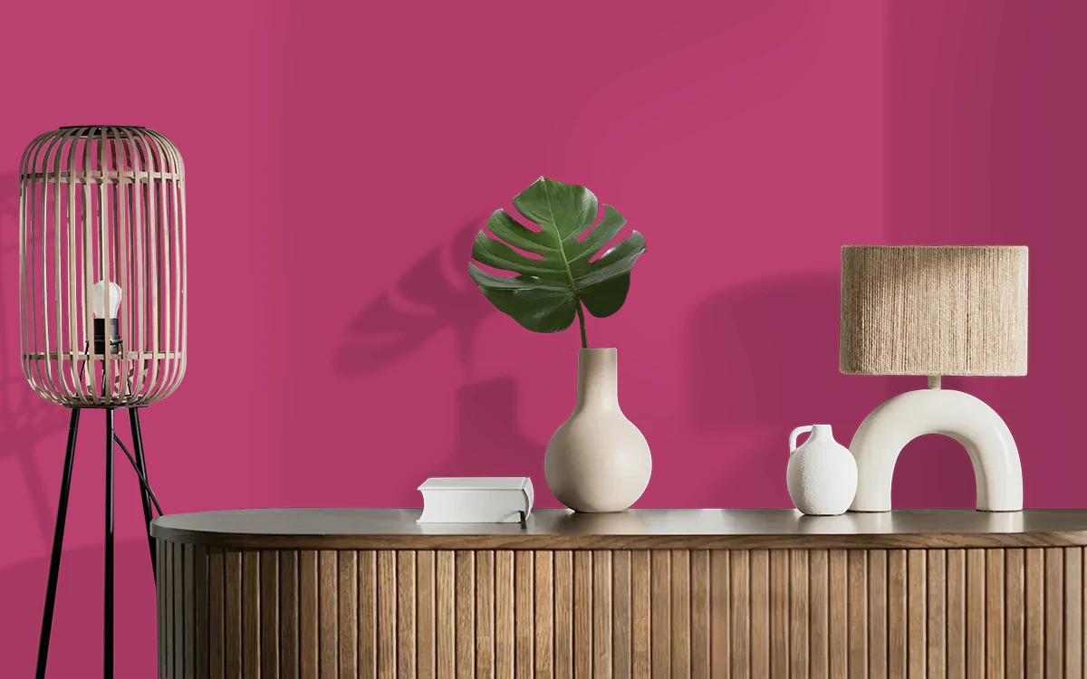 Nippon Paint's PARTY GIRL color on different wall surfaces.