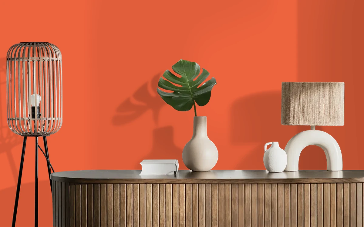 Nippon Paint's PARTY TIME color on different wall surfaces.