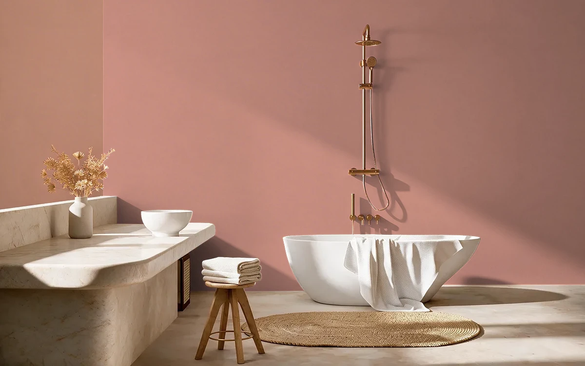 Nippon Paint's PASSIONATE PINK color on different wall surfaces.