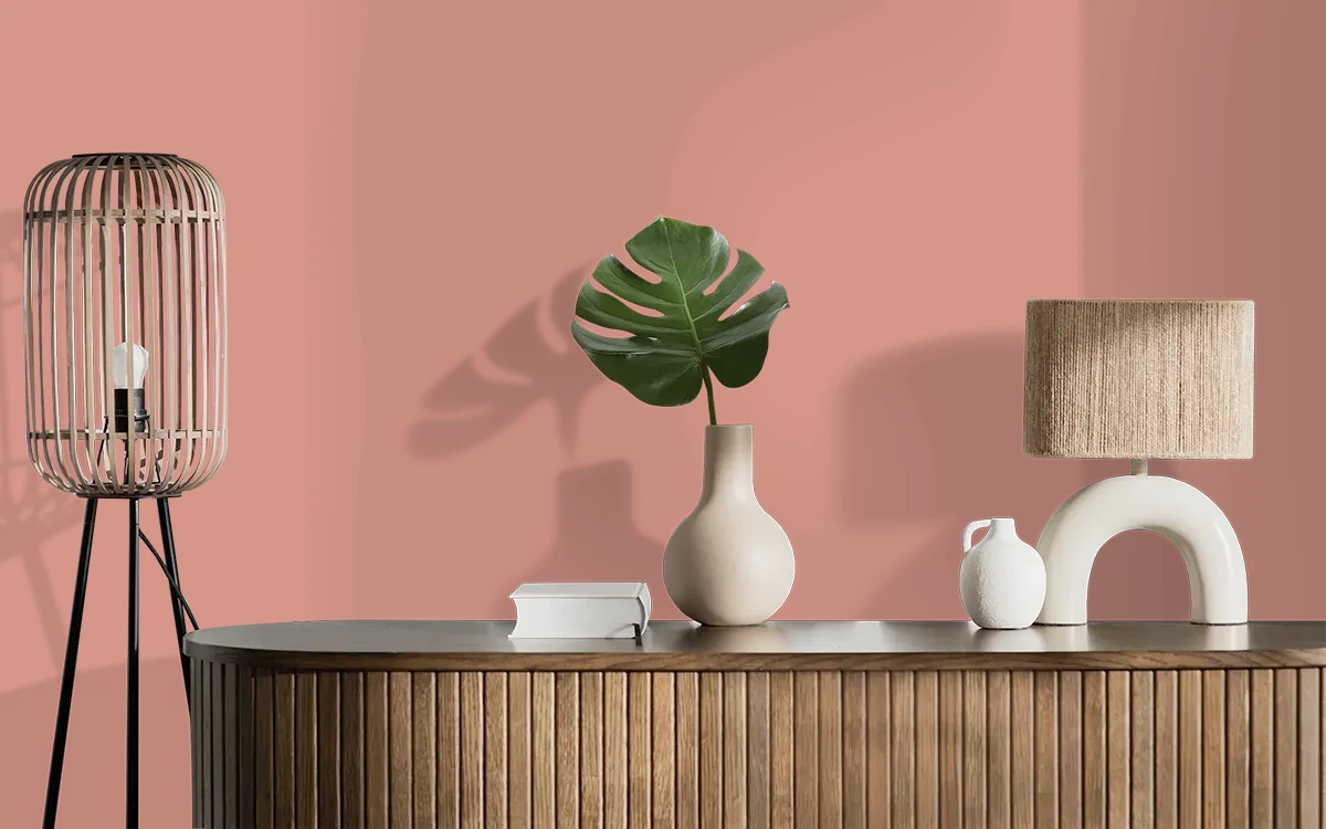 Nippon Paint's PASSIONATE PINK color on different wall surfaces.