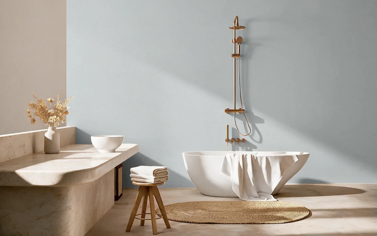 Nippon Paint's PEACE OF MIND color on different wall surfaces.