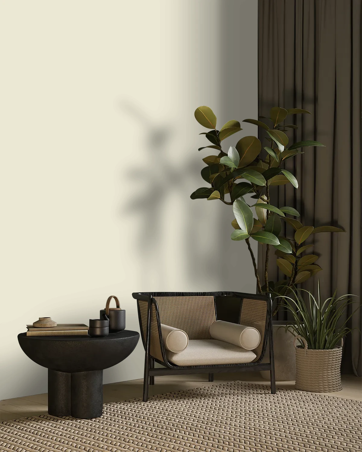 Nippon Paint's PEACEFUL WHITE color on a beautifully decorated wall.