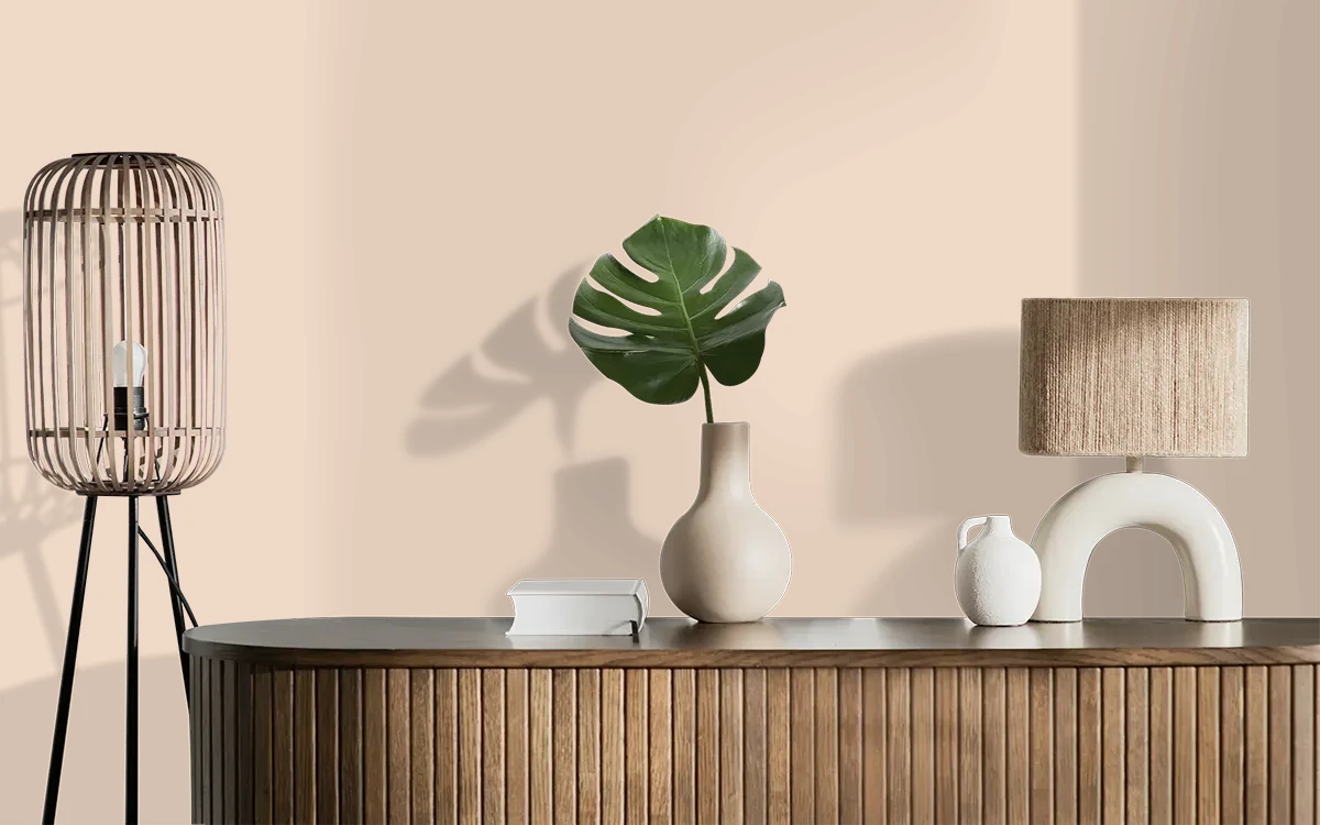 Nippon Paint's PEACH OFFER color on different wall surfaces.