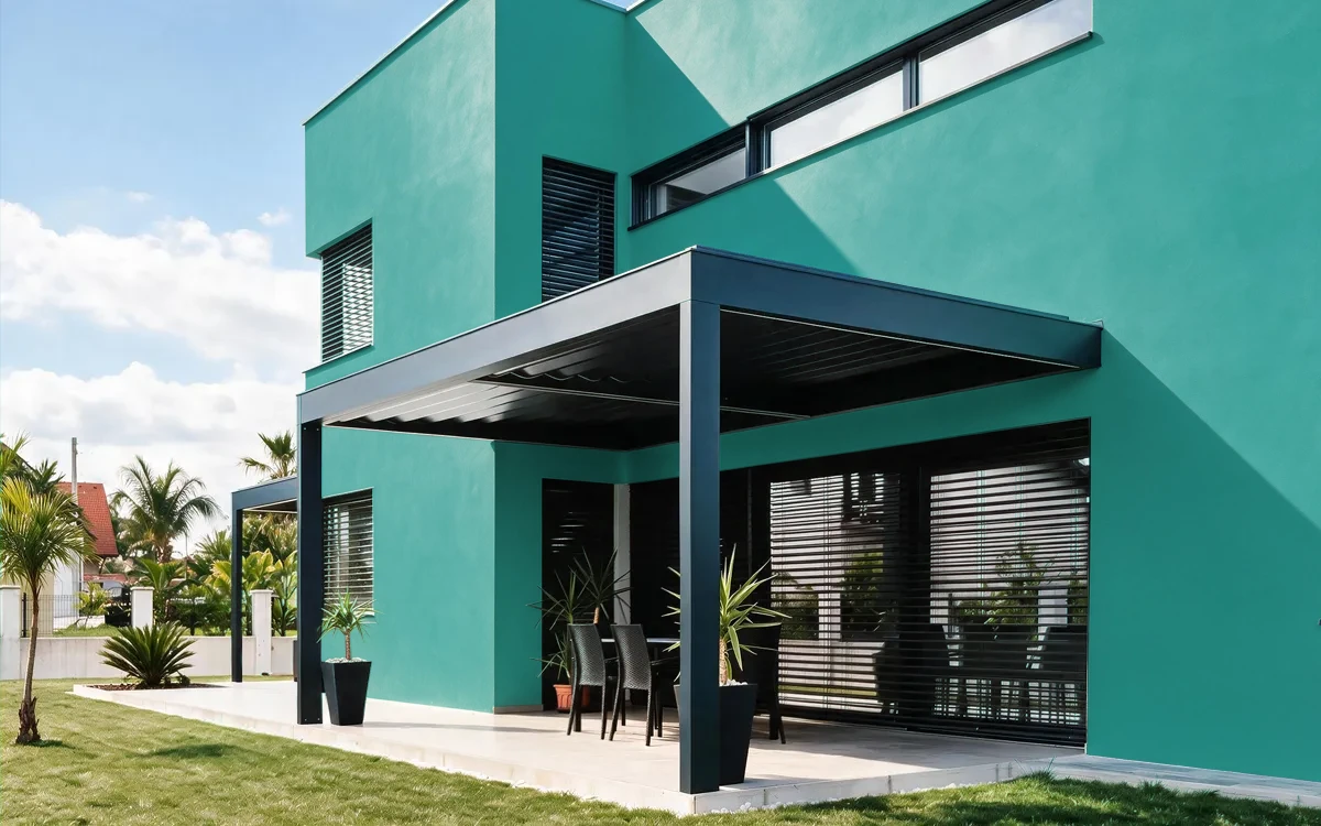 Nippon Paint's PEACOCK'S PLUME color on different wall surfaces.