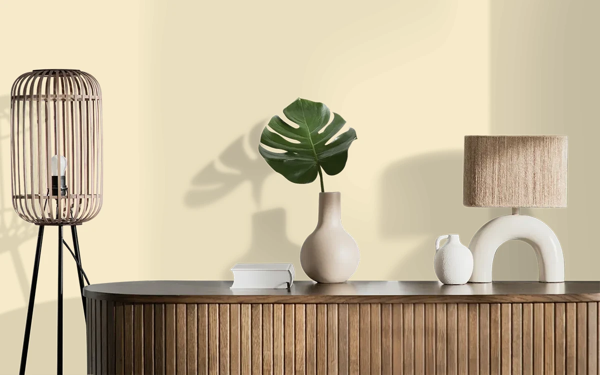Nippon Paint's PEARL IN A SHELL color on different wall surfaces.