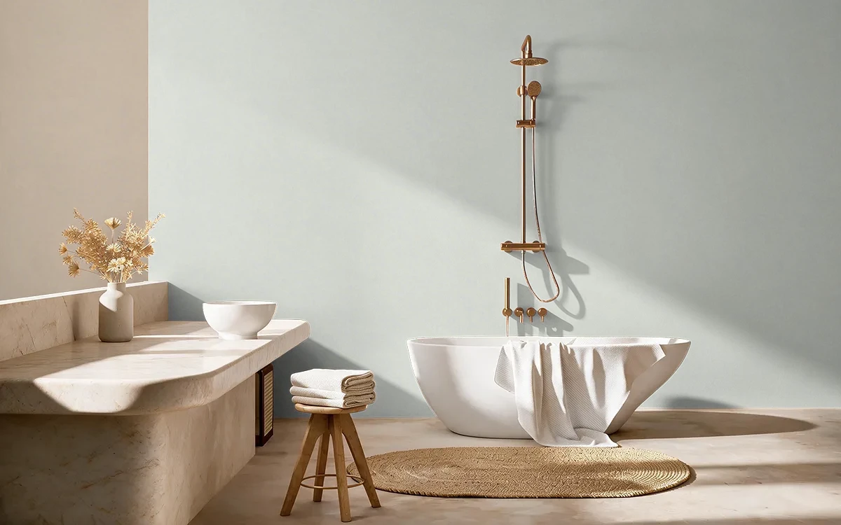 Nippon Paint's PEARLY DUSK color on different wall surfaces.