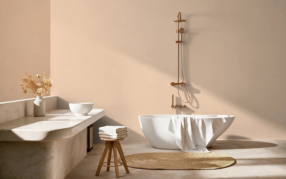 Nippon Paint's PEKOE ORANGE color on different wall surfaces.