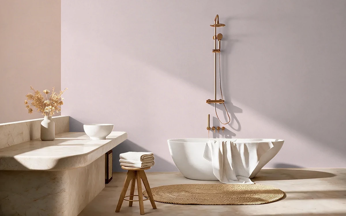 Nippon Paint's PERFECT PIROUETTE color on different wall surfaces.