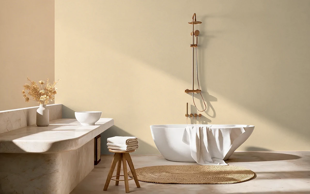 Nippon Paint's PERFUME PUFF color on different wall surfaces.