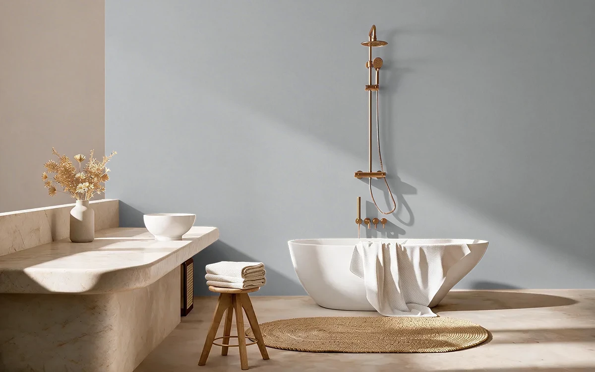 Nippon Paint's PEWTER GRAY color on different wall surfaces.