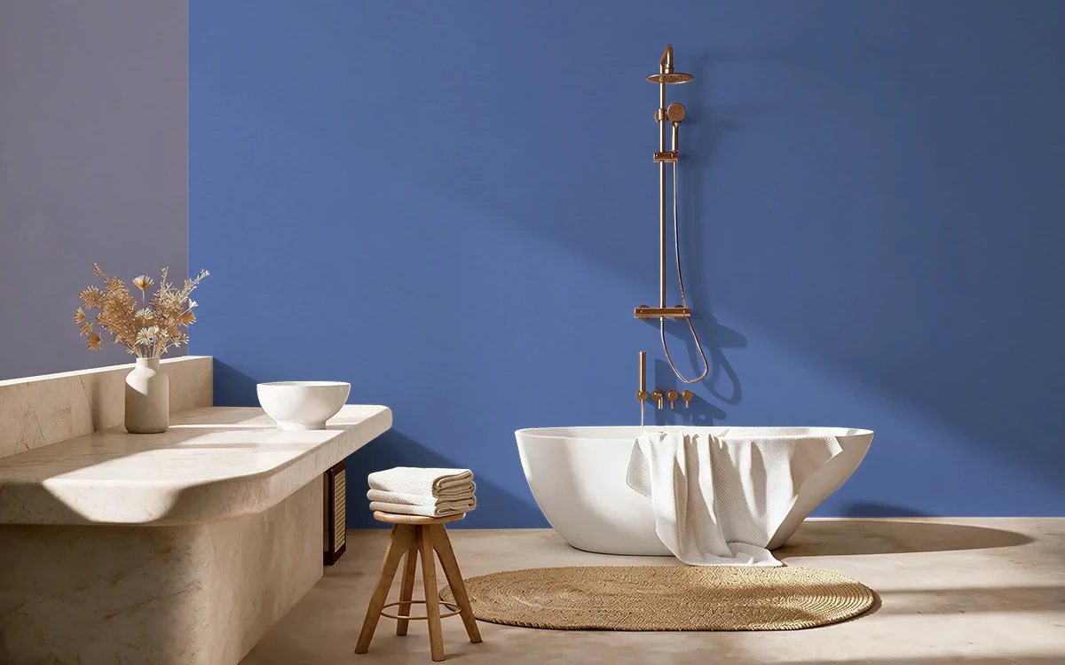 Nippon Paint's PHARAOH'S PURPLE color on different wall surfaces.