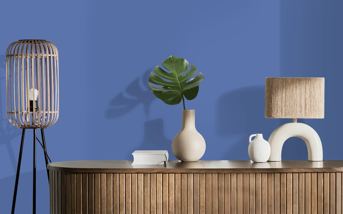 Nippon Paint's PHARAOH'S PURPLE color on different wall surfaces.