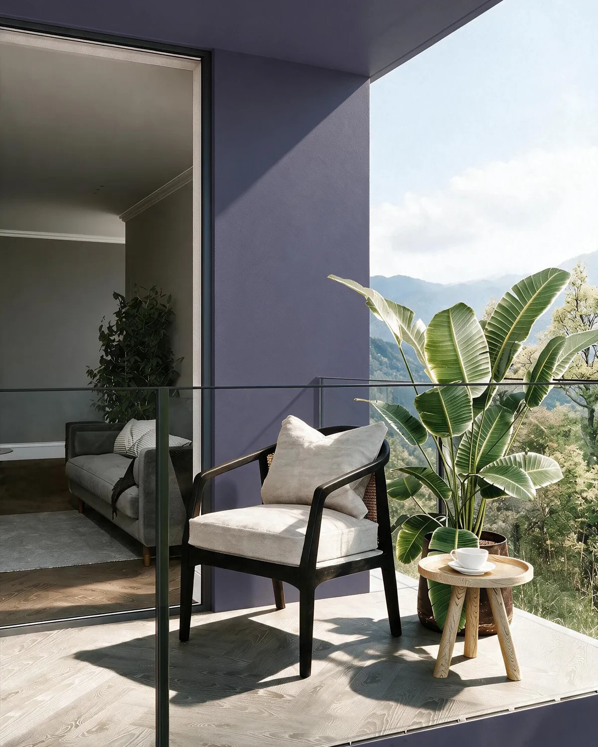 Nippon Paint's PHOENICIAN PURPLE color on a beautifully decorated wall.