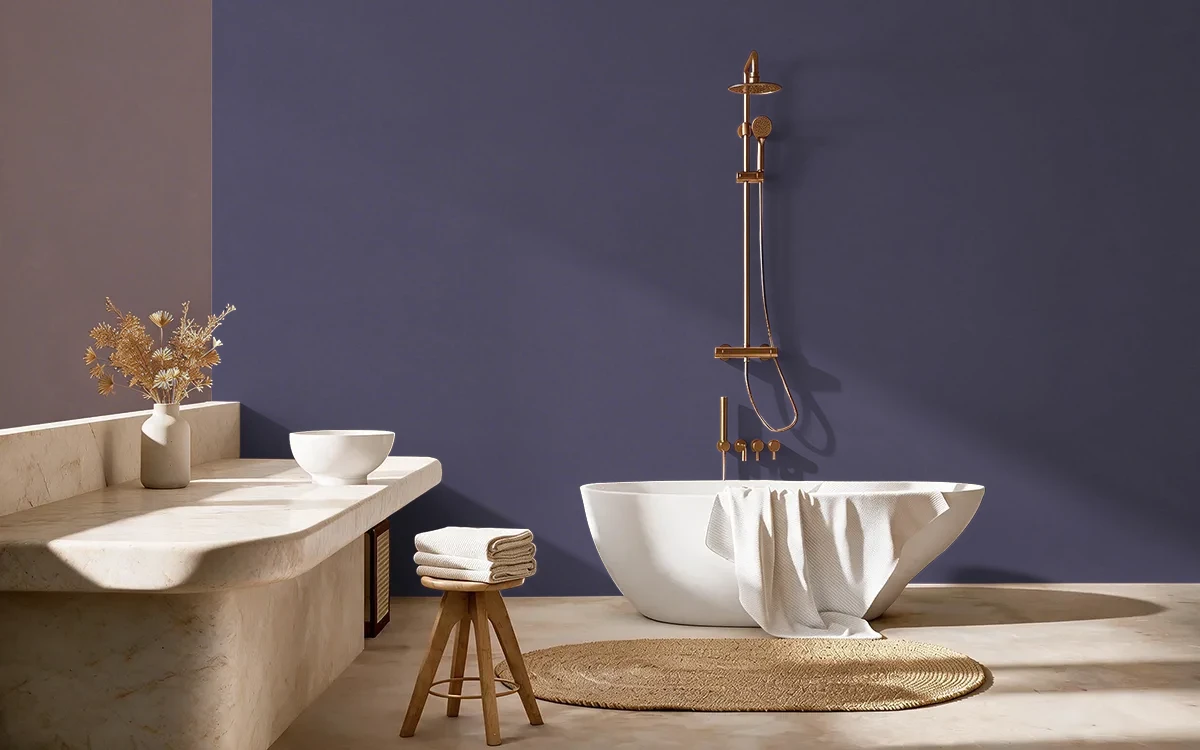 Nippon Paint's PHOENICIAN PURPLE color on different wall surfaces.
