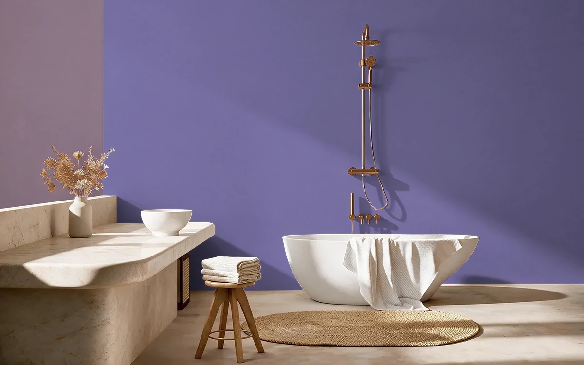 Nippon Paint's PICASSO PURPLE color on different wall surfaces.