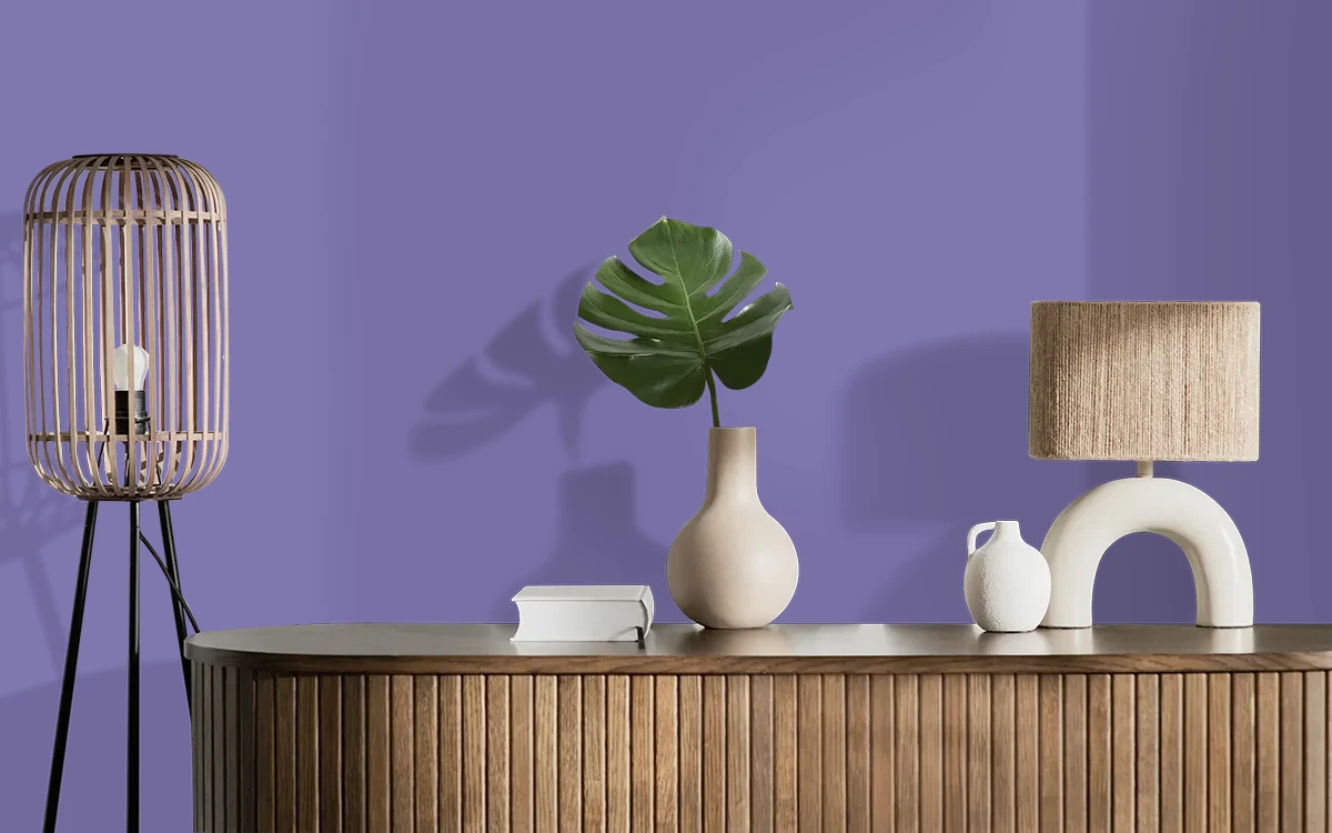 Nippon Paint's PICASSO PURPLE color on different wall surfaces.
