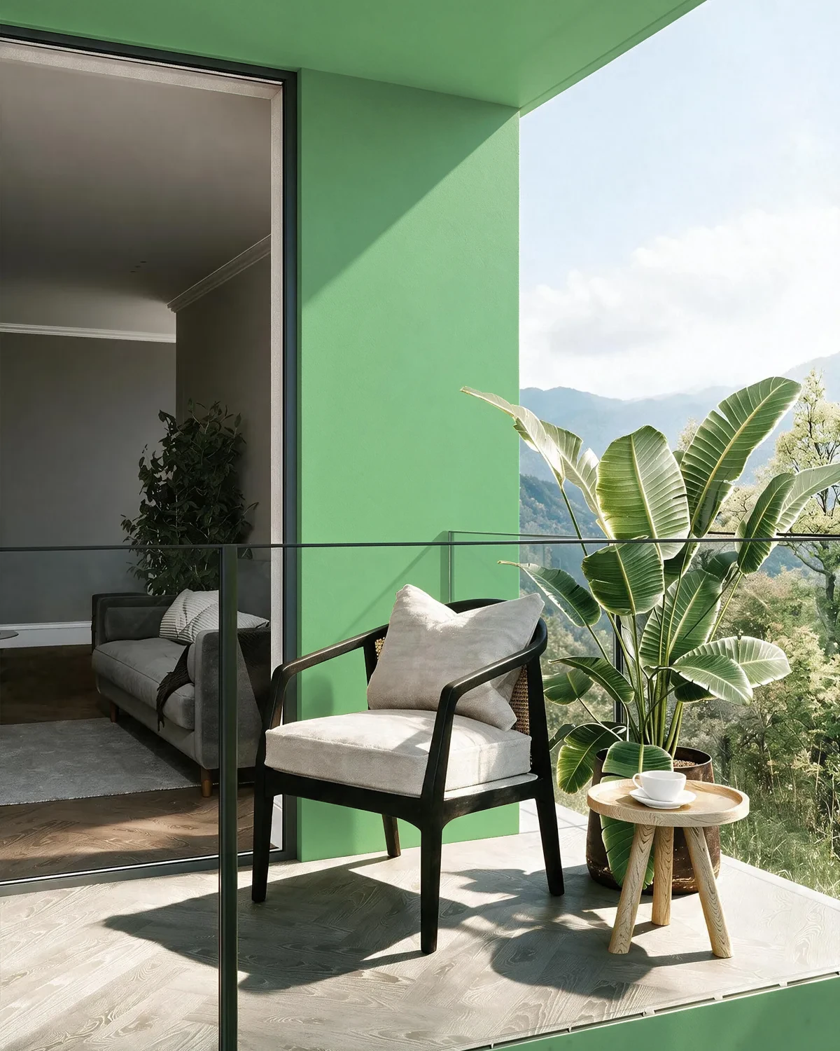 Nippon Paint's PICKING GREEN color on a beautifully decorated wall.