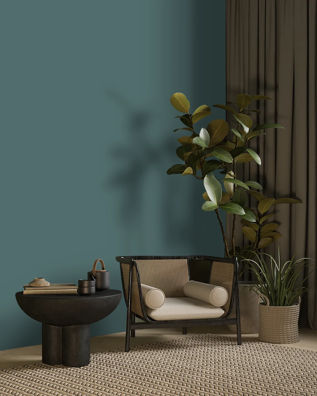 Nippon Paint's PIER'S HARBOUR color on a beautifully decorated wall.