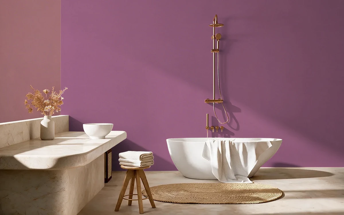Nippon Paint's PIKE'S PINK color on different wall surfaces.