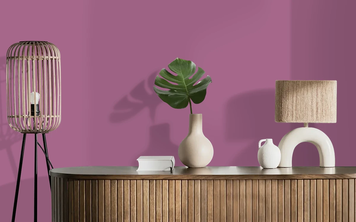 Nippon Paint's PIKE'S PINK color on different wall surfaces.